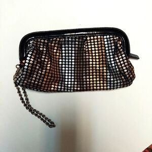 Express Design Studio Gold, Silver and Bronze Dotted Material Wristlet Bag